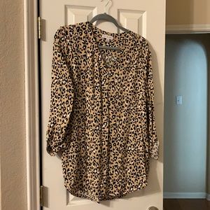 Cheetah print long sleeve blouse